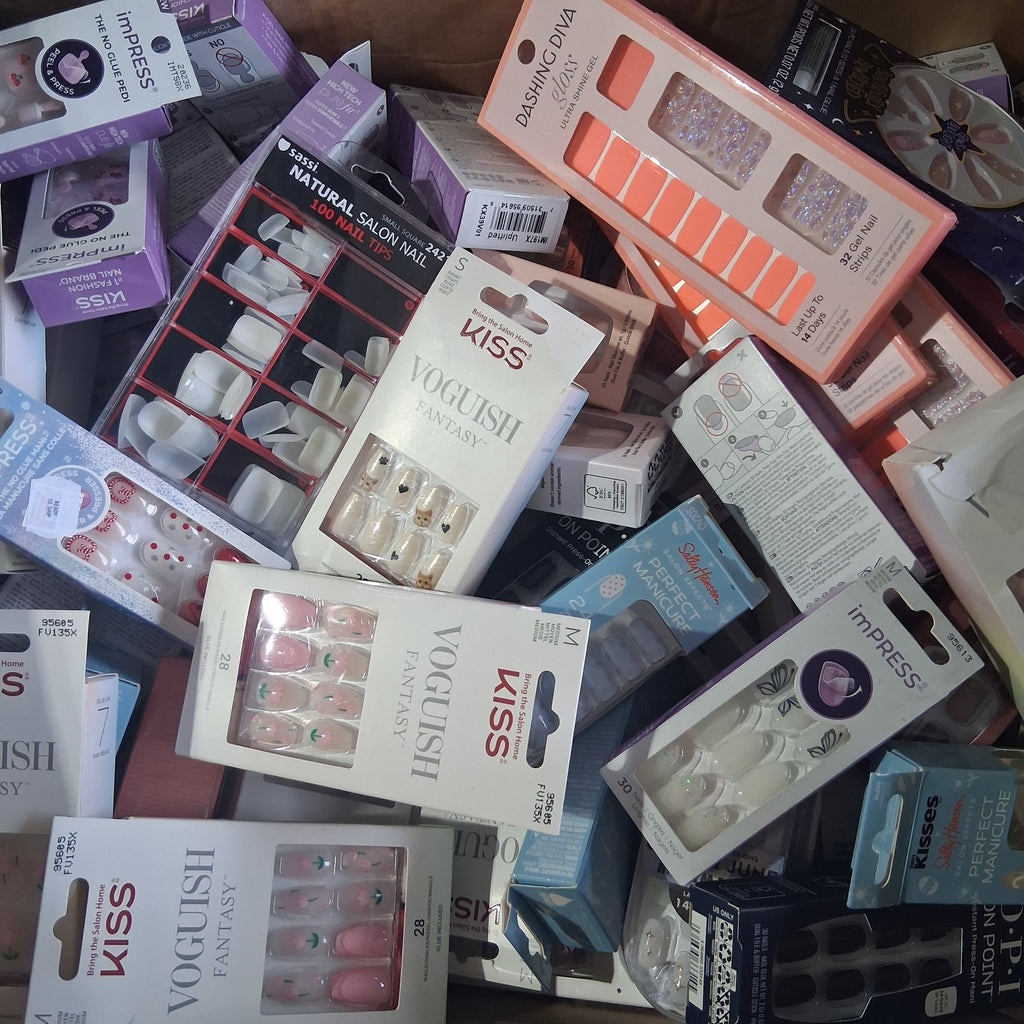 KISS, imPRESS, OPI, Sally Hansen & Olive and June Press-On Nails Mix Lot | Premium Brand False Nails Reseller Assortment (81 Pcs)