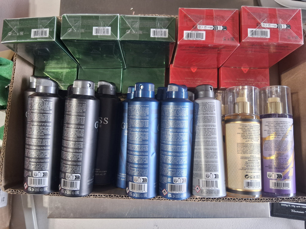 Guess Fragrance Body Spray & Mist Mix Lot | Guess Man & Guess Seductive Red Bulk Reseller Box (26 Pcs)