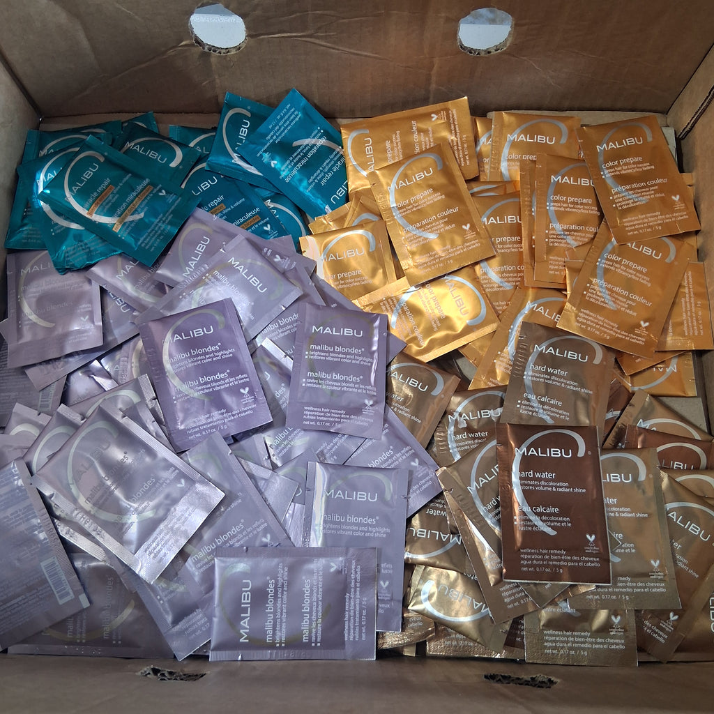 Malibu C Wellness Hair Remedy Professional Treatment Packets Bulk Reseller Lot | Assorted Varieties Hair Detox Box, 0.17 Oz (170 Pcs)