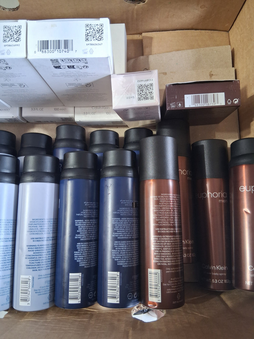 Calvin Klein Premium Cologne & Body Spray Assortment Mix Lot | CK One, Aqua & Euphoria Bulk Reseller Box (25 Pcs)