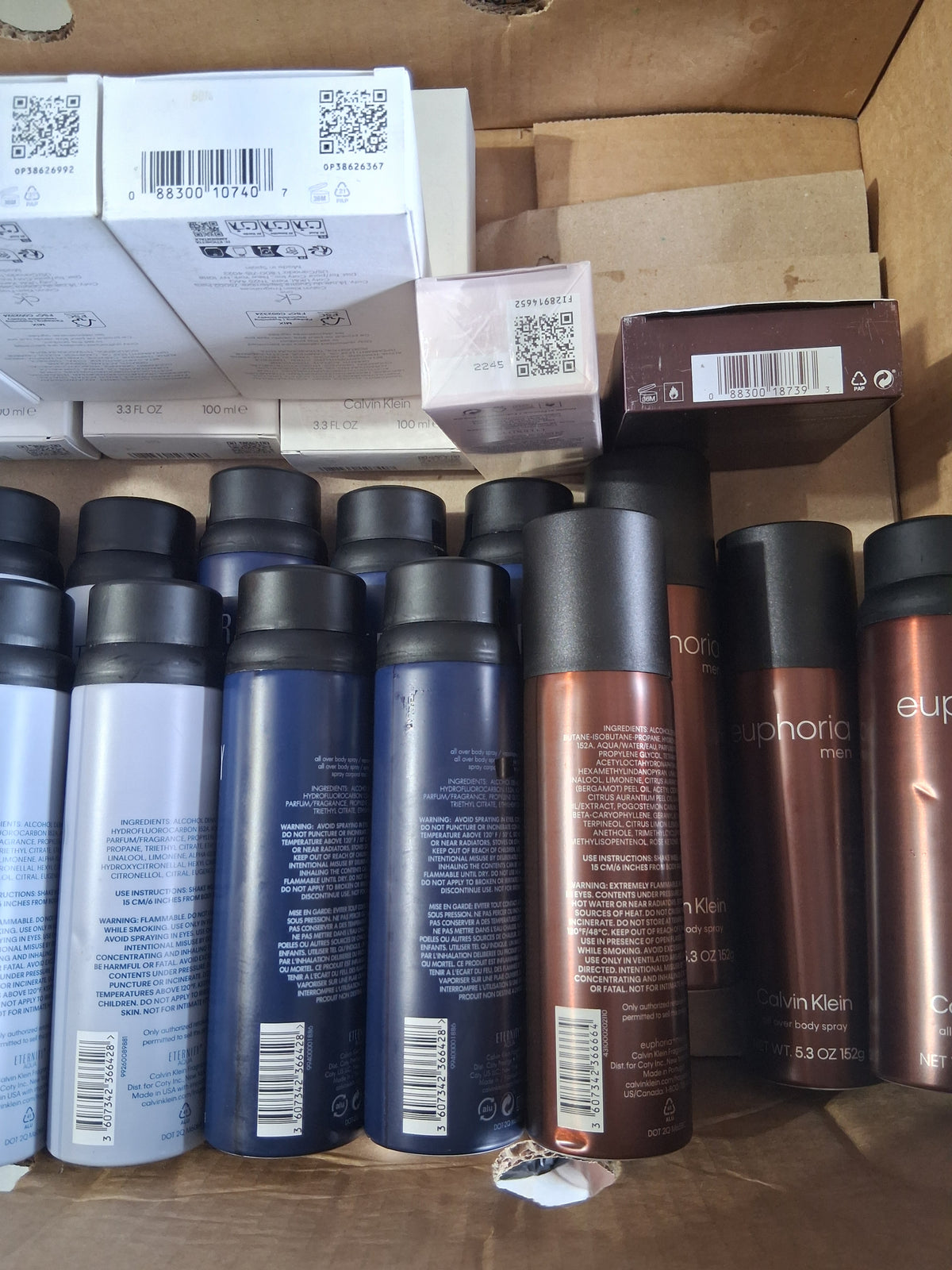 Calvin Klein Premium Cologne & Body Spray Assortment Mix Lot | CK One, Aqua & Euphoria Bulk Reseller Box (25 Pcs)