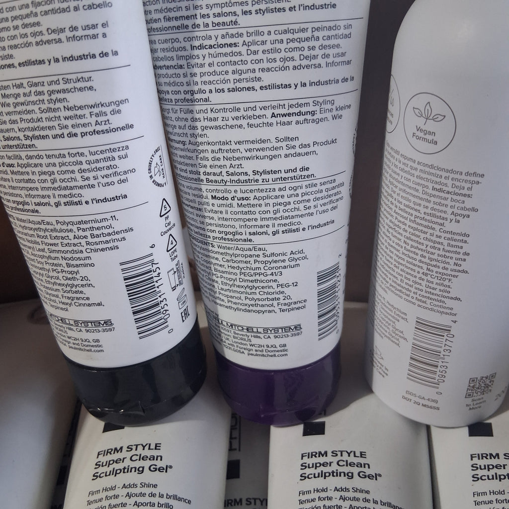 Paul Mitchell Styling Gel & Sculpting Foam Assortment | Extra-Body Firm Style, Super Clean & Flexible Hold Bulk Reseller Box (55 Pcs)