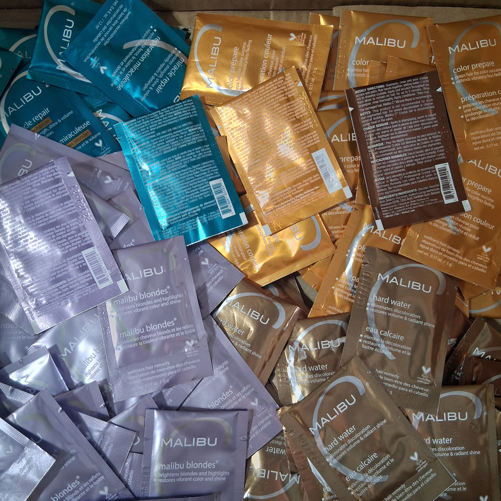 Malibu C Wellness Hair Remedy Professional Treatment Packets Bulk Reseller Lot | Assorted Varieties Hair Detox Box, 0.17 Oz (170 Pcs)