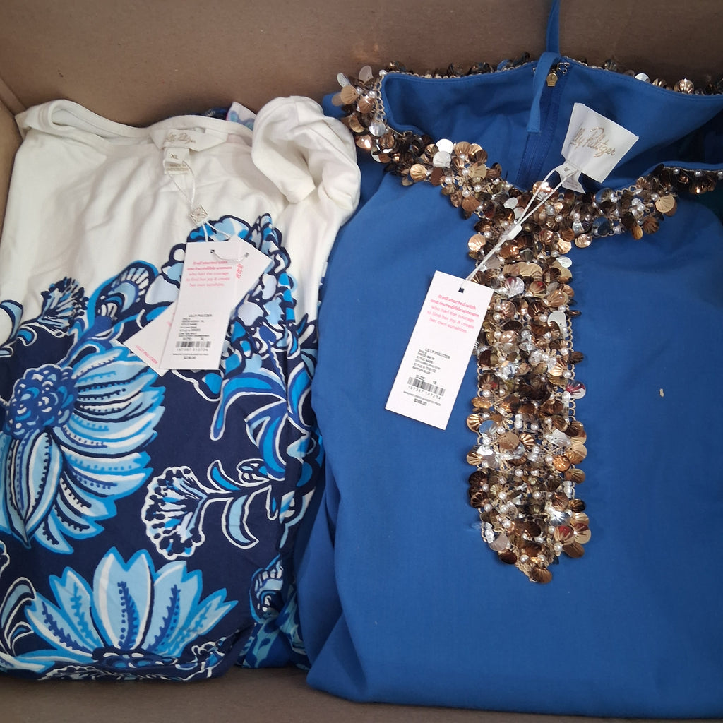 Lilly Pulitzer Premium Resort Wear Mix Lot | Designer Floral Dresses & Tops Reseller Box, Size XL / 16 (8 Pcs)