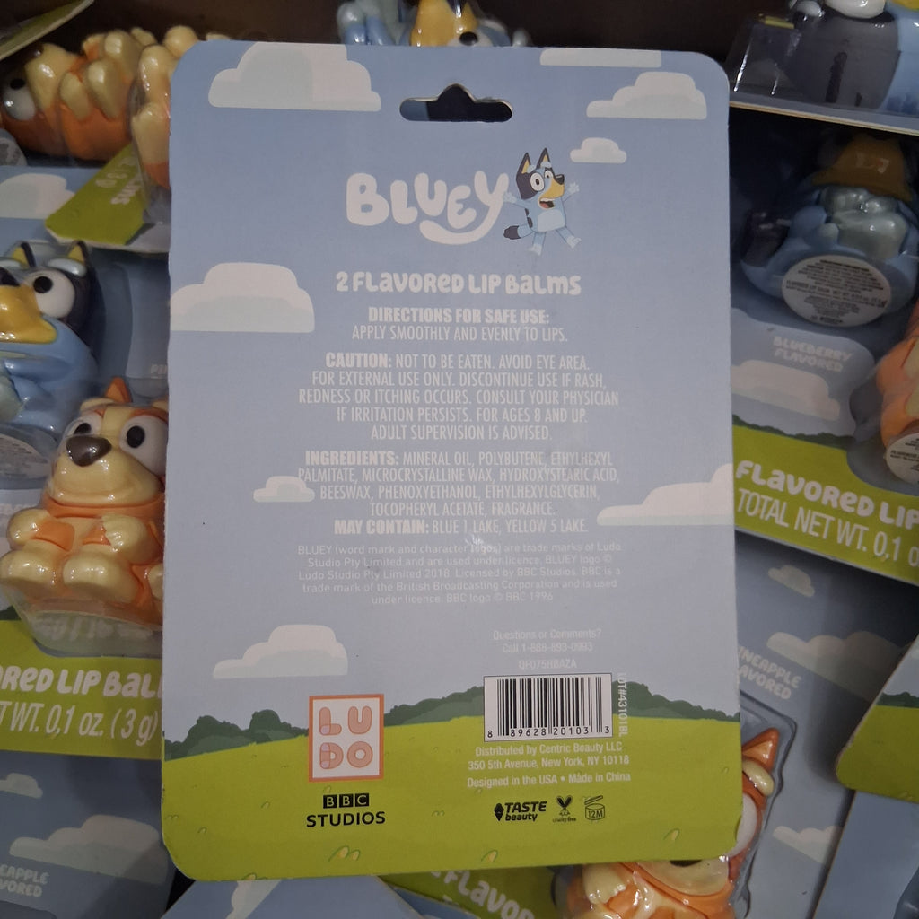 Bluey & Bingo Character Shaped Lip Balm 2-Pack Bulk Reseller Lot | Taste Beauty Flavored Lip Balm Kids Gift Set (40 Pcs)