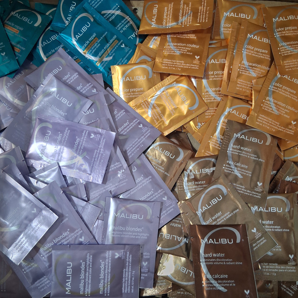 Malibu C Wellness Hair Remedy Professional Treatment Packets Bulk Reseller Lot | Assorted Varieties Hair Detox Box, 0.17 Oz (170 Pcs)
