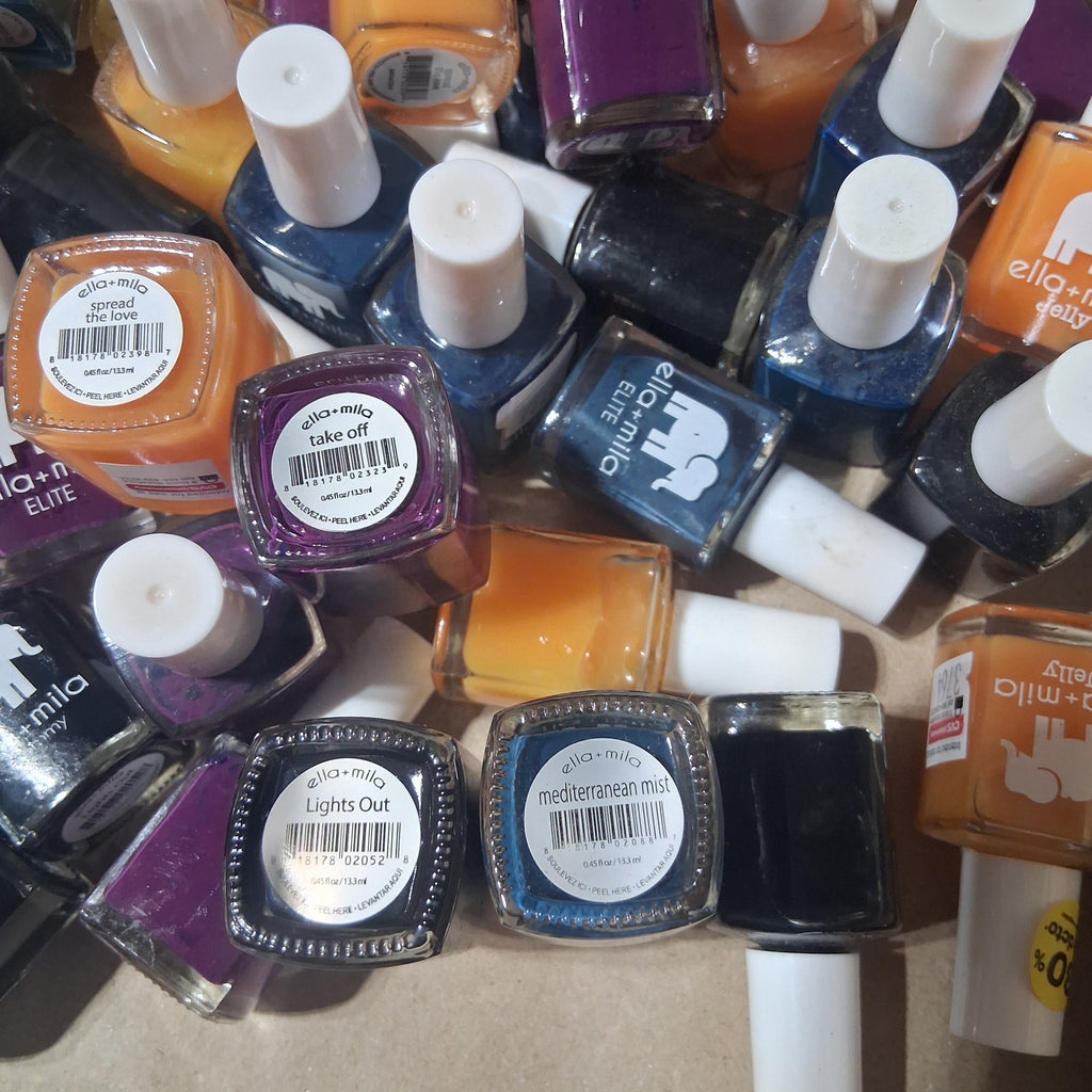 ella+mila Luxury Nail Polish Bulk Reseller Lot | Clean & Vegan Polish Liquidation Box – 4 Colors (100 Pcs)