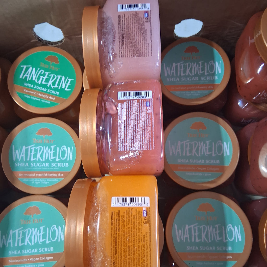 Tree Hut Shea Sugar Scrub Variety Pack Bulk Reseller Lot | Watermelon, Tangerine & Pink Hibiscus Mix (27 Pcs)