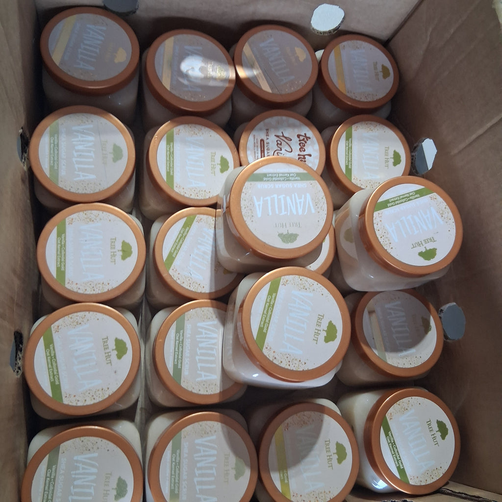 Tree Hut Vanilla Shea Sugar Scrub Bulk Reseller Lot | Premium Exfoliating Body Scrub Liquidation Box (23 Pcs)