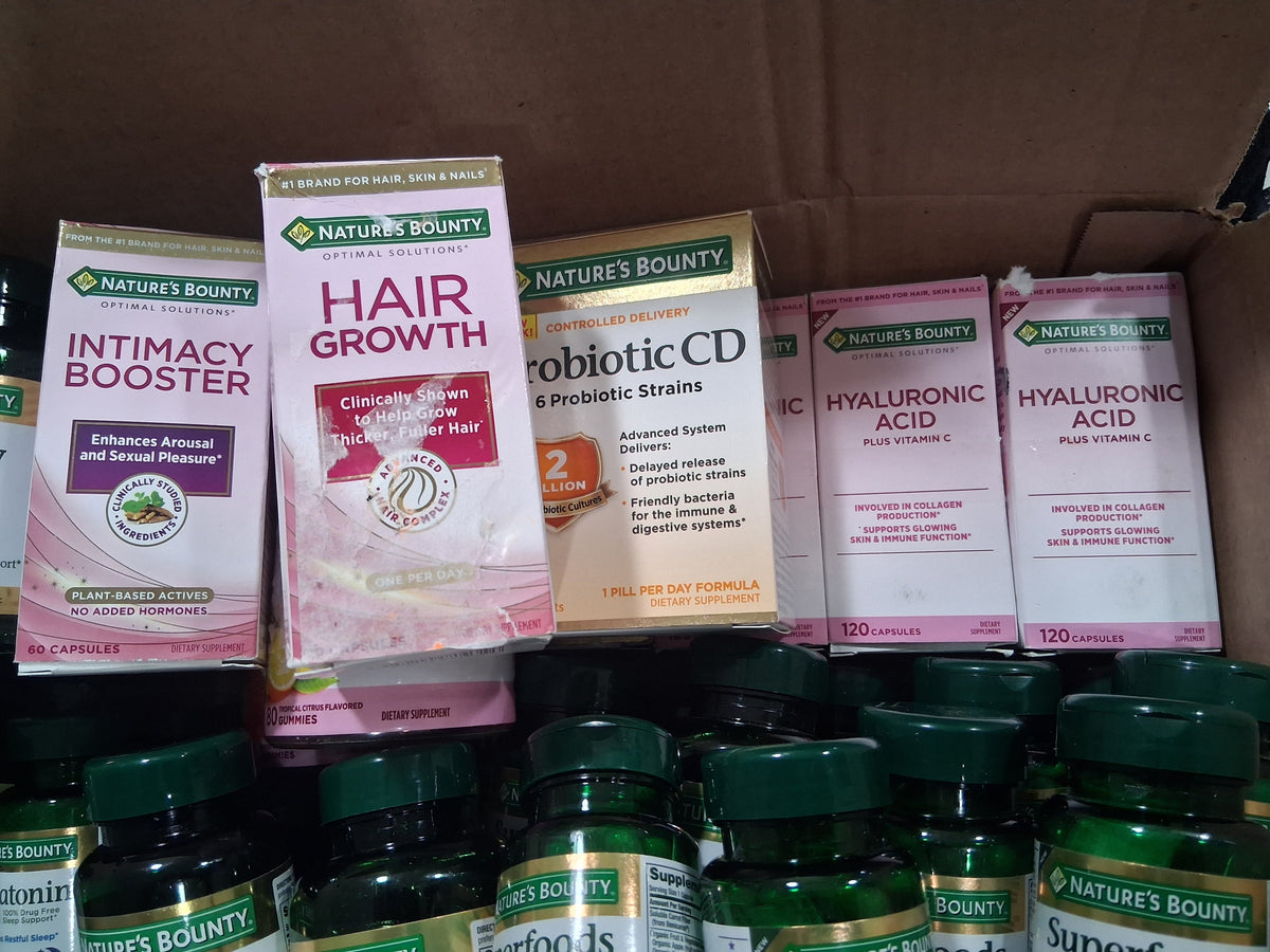 Nature's Bounty Premium Vitamin & Supplement Variety Mix Lot | Daily Wellness Immunity & Health Reseller Box (66 pcs)