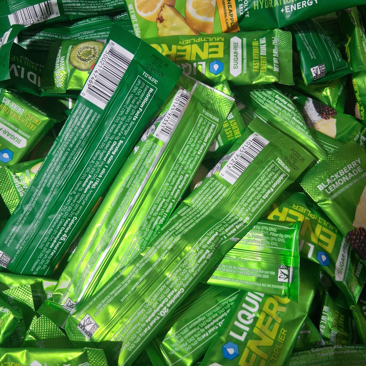 Liquid I.V. Hydration Multiplier + Energy Sugar Free Drink Mix | Individual Serving Packet Bulk Reseller Variety Lot – 3 Flavors (208 Pcs) EXP 11/2027+