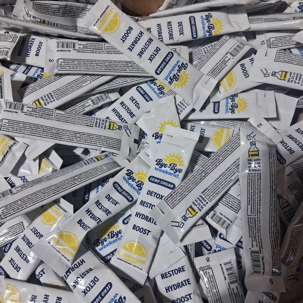 Bye-Bye Weekend Zero Sugar Lemonade Drink Mix | Individual Serving Packet Bulk Reseller Lot (200 Pcs) EXP 03/2027