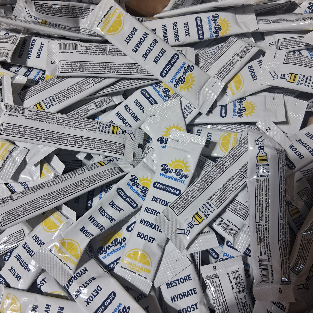 Bye-Bye Weekend Zero Sugar Lemonade Drink Mix | Individual Serving Packet Bulk Reseller Lot (200 Pcs) EXP 03/2027