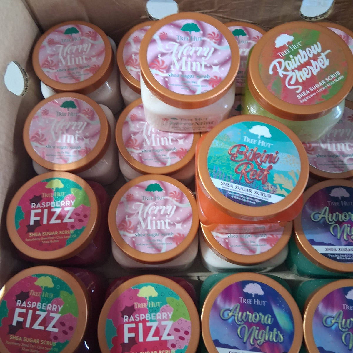 Tree Hut Shea Sugar Scrub Premium Variety Pack Bulk Reseller Lot | Limited Edition & Seasonal Scent Mix (27 Pcs)