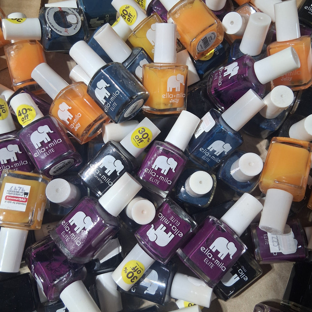 ella+mila Luxury Nail Polish Bulk Reseller Lot | Clean & Vegan Polish Liquidation Box – 4 Colors (100 Pcs)