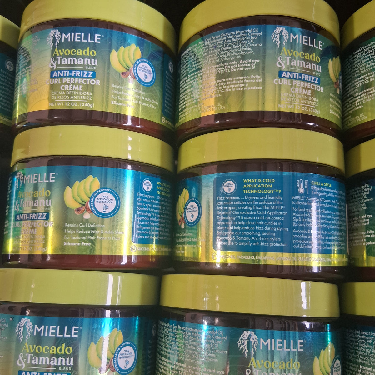 Mielle Avocado & Tamanu Anti-Frizz Curl Perfector Creme Bulk Reseller Lot | Smoothing Curl Styling Box, 12 Fl Oz (23 Pcs)