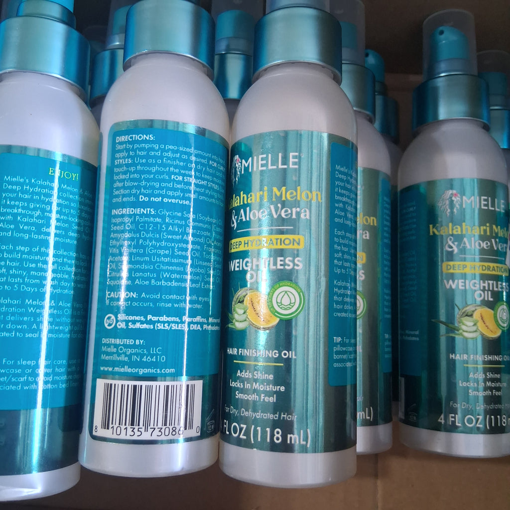 Mielle Kalahari Melon & Aloe Vera Deep Hydration Weightless Oil Bulk Reseller Lot | Premium Hair Oil Liquidation Box, 4 Fl Oz (24 Pcs)