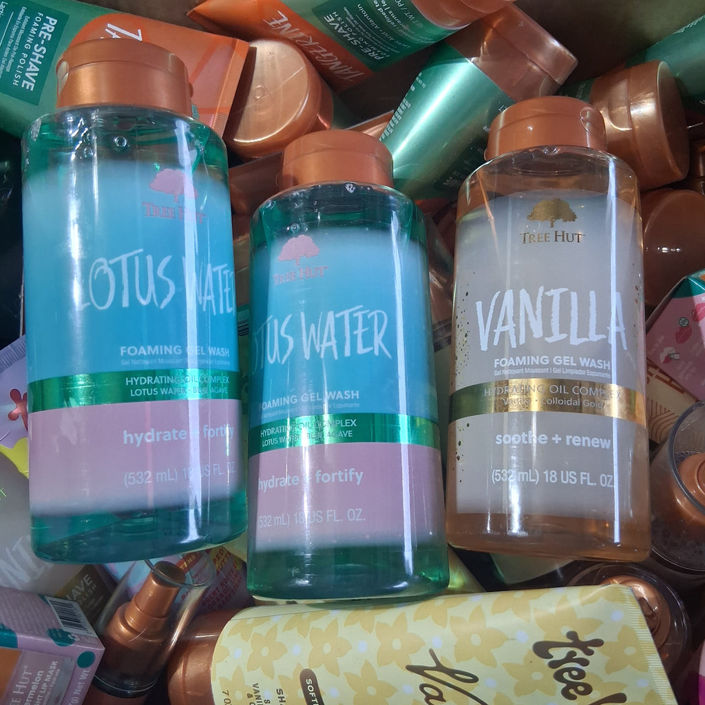 Tree Hut Ultimate Bath & Body Variety Lot | Scrubs, Shave Butter, Gel Washes, Mists & Body Butters Bulk Reseller Box (65 Pcs)