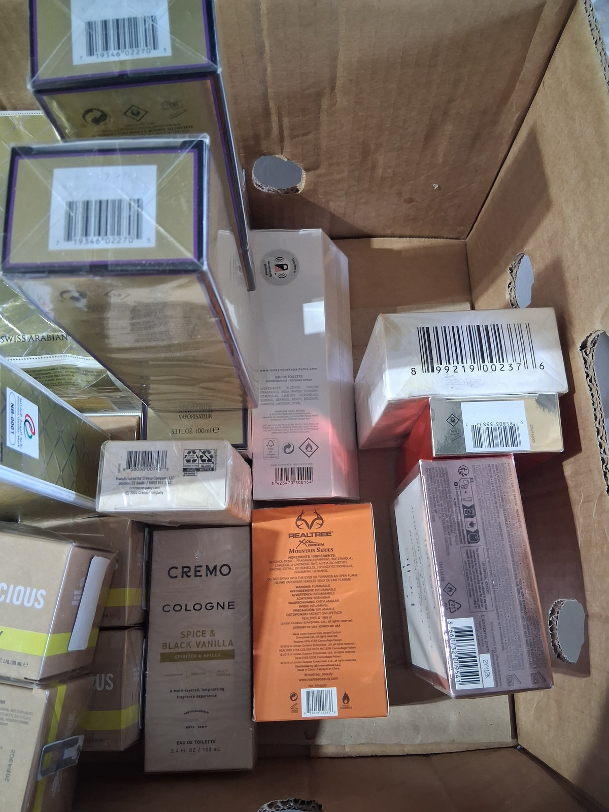 Prestige Fragrance Perfume, Cologne & Body Spray Mix Lot | La Vie Est Belle, Red Door, Cremo, White Diamonds Bulk Reseller Box (32 Pcs)