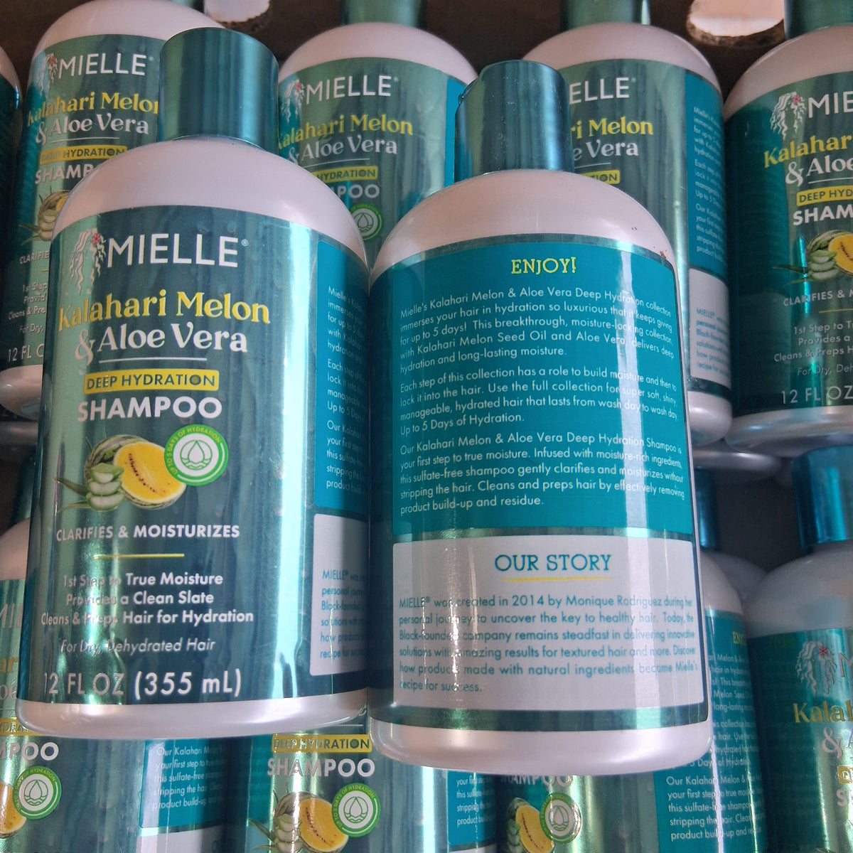 Mielle Kalahari Melon & Aloe Vera Deep Hydration Shampoo Bulk Reseller Lot | Sulfate-Free Clarifying Hair Care Box, 12 Fl Oz (34 Pcs)