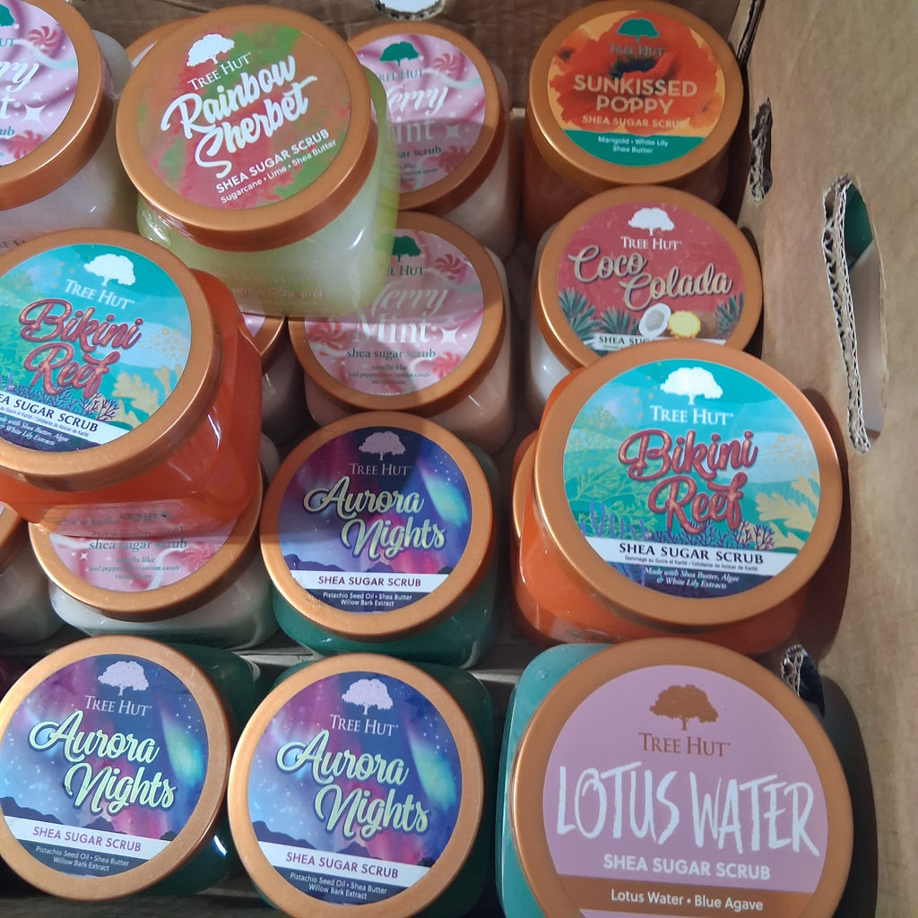 Tree Hut Shea Sugar Scrub Premium Variety Pack Bulk Reseller Lot | Limited Edition & Seasonal Scent Mix (27 Pcs)