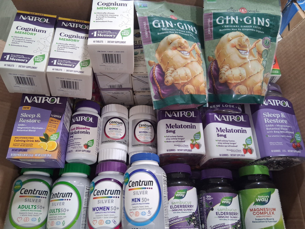 Personal Care Vitamins & Supplements Premium Variety Pack Bulk Reseller Lot | Centrum, Natrol, Nature's Way, Mason Natural, Garlique Mix (55 Pcs)
