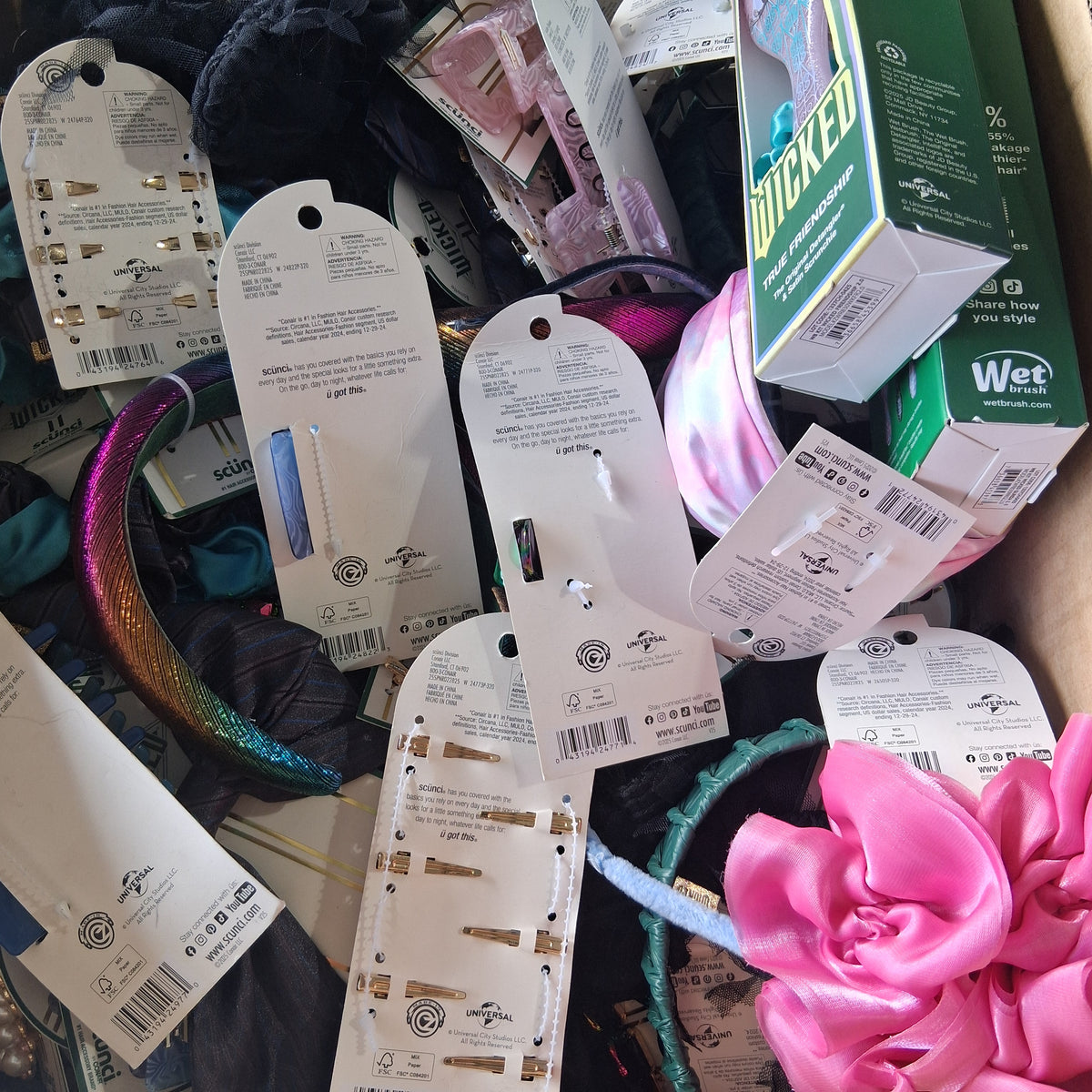 Wicked x Scunci Wet Brush Hair Accessories Reseller Bundle | Limited Edition Liquidation Lot (92 Pcs)