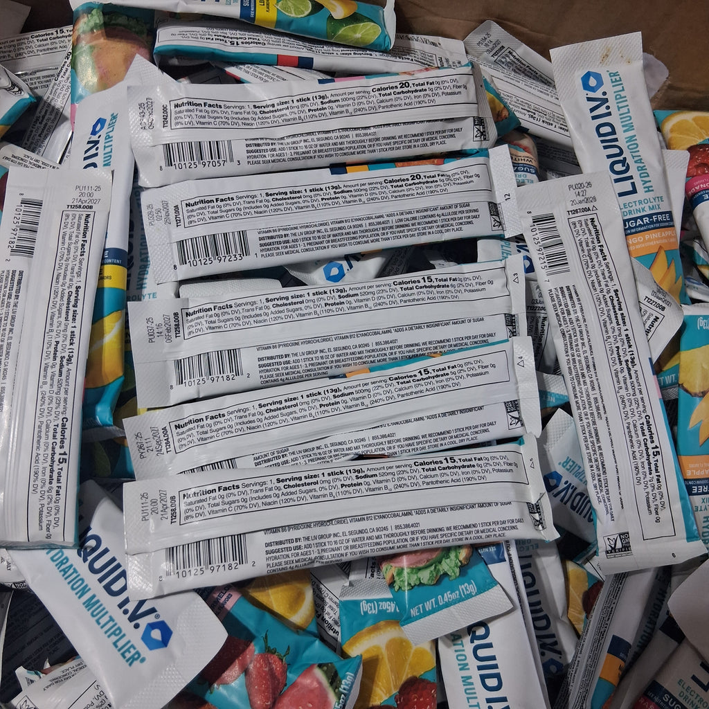 Liquid I.V. Hydration Multiplier Sugar Free Electrolyte Drink Mix | Individual Serving Packet Bulk Reseller Variety Lot – 6 Flavors (269 Pcs)