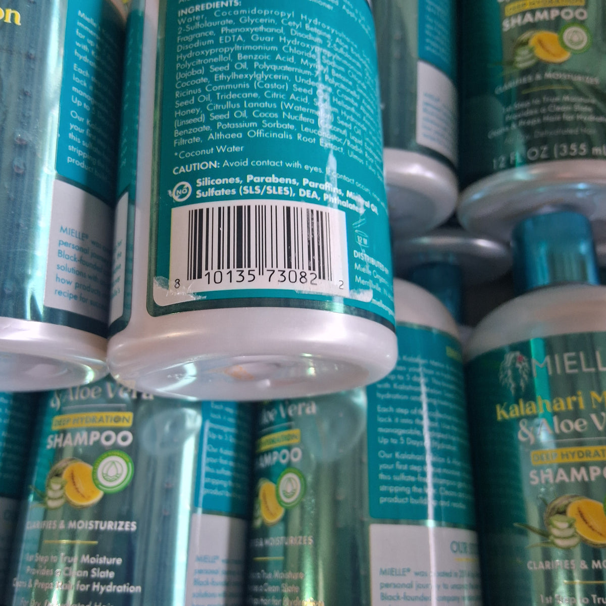 Mielle Kalahari Melon & Aloe Vera Deep Hydration Shampoo Bulk Reseller Lot | Sulfate-Free Clarifying Hair Care Box, 12 Fl Oz (34 Pcs)