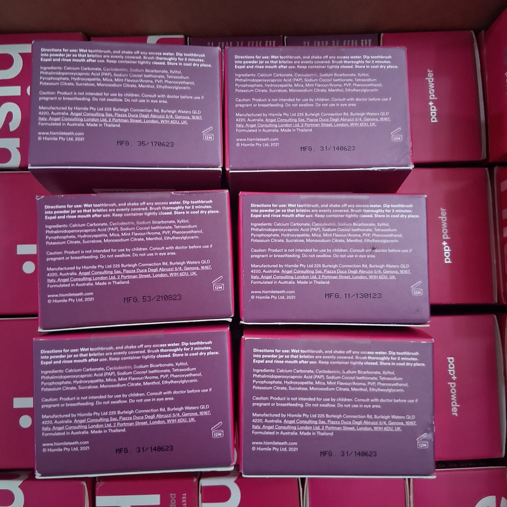 Hismile PAP+ Teeth Whitening Powder Bulk Reseller Lot | Premium Peroxide-Free Oral Care Liquidation Box, 0.4 Oz (47 Pcs)
