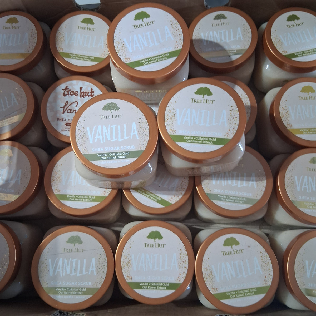 Tree Hut Vanilla Shea Sugar Scrub Bulk Reseller Lot | Premium Exfoliating Body Scrub Liquidation Box (23 Pcs)