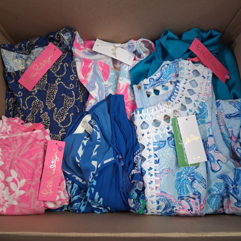 Lilly Pulitzer Premium Resort Wear Mix Lot | Designer Floral Dresses & Tops Reseller Box, Size XL / 16 (8 Pcs)