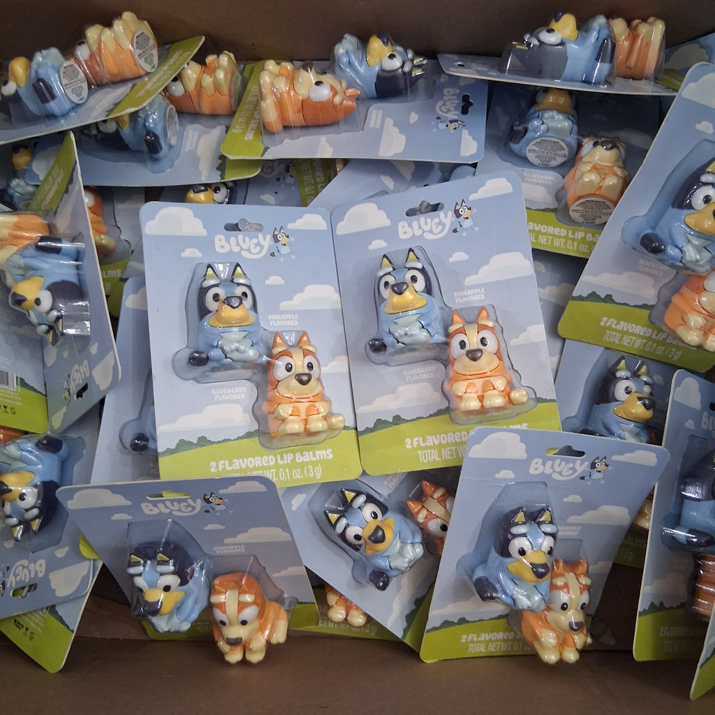 Bluey & Bingo Character Shaped Lip Balm 2-Pack Bulk Reseller Lot | Taste Beauty Flavored Lip Balm Kids Gift Set (40 Pcs)