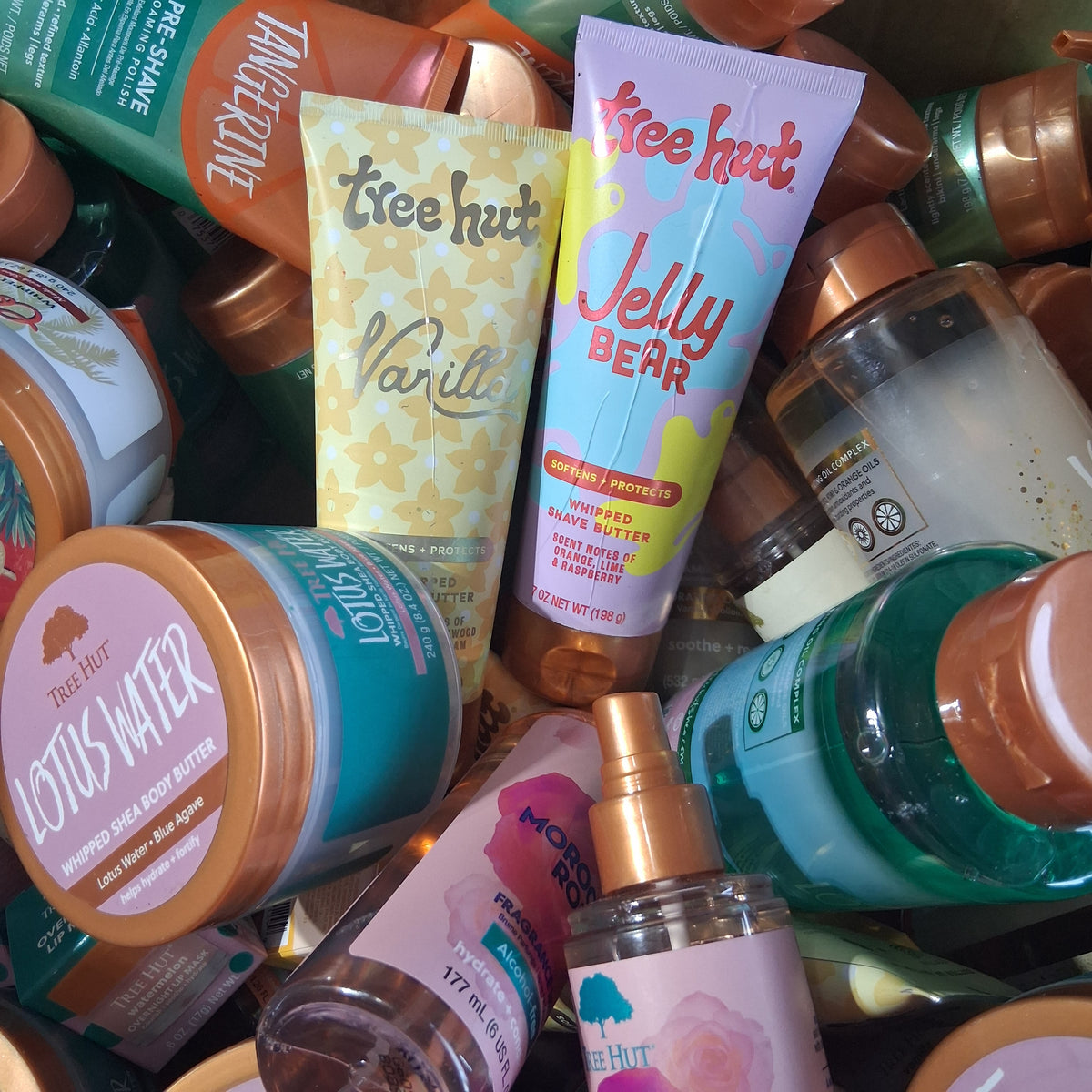 Tree Hut Ultimate Bath & Body Variety Lot | Scrubs, Shave Butter, Gel Washes, Mists & Body Butters Bulk Reseller Box (65 Pcs)