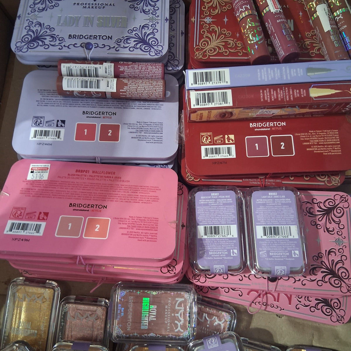 NYX Cosmetics x Bridgerton Limited Edition Makeup Mix Lot | Blushes, Royal Butter Gloss & Waterproof Eyeliner Bulk Reseller Box (61 Pcs)